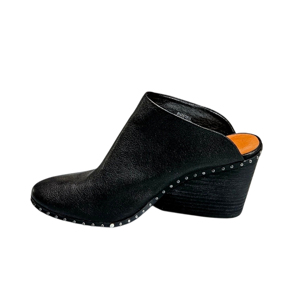 LUCKY BRAND Black Leather Studded Clog Bootie Size 8.5 M - Picture 3 of 16
